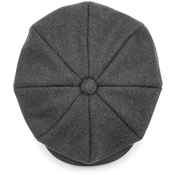 Beechfield® Unisex Adults Heritage Newsboy Cap / Charcoal Herringbone - Picture 2 of 2